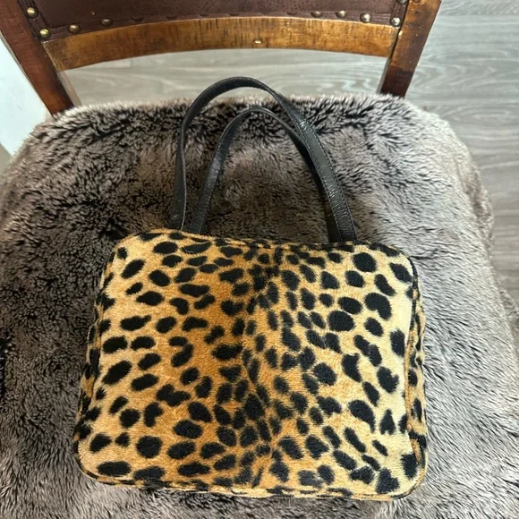 Vintage Kate Spade Faux Fur Leopard Print Mini Handbag - Picture 15 of 16